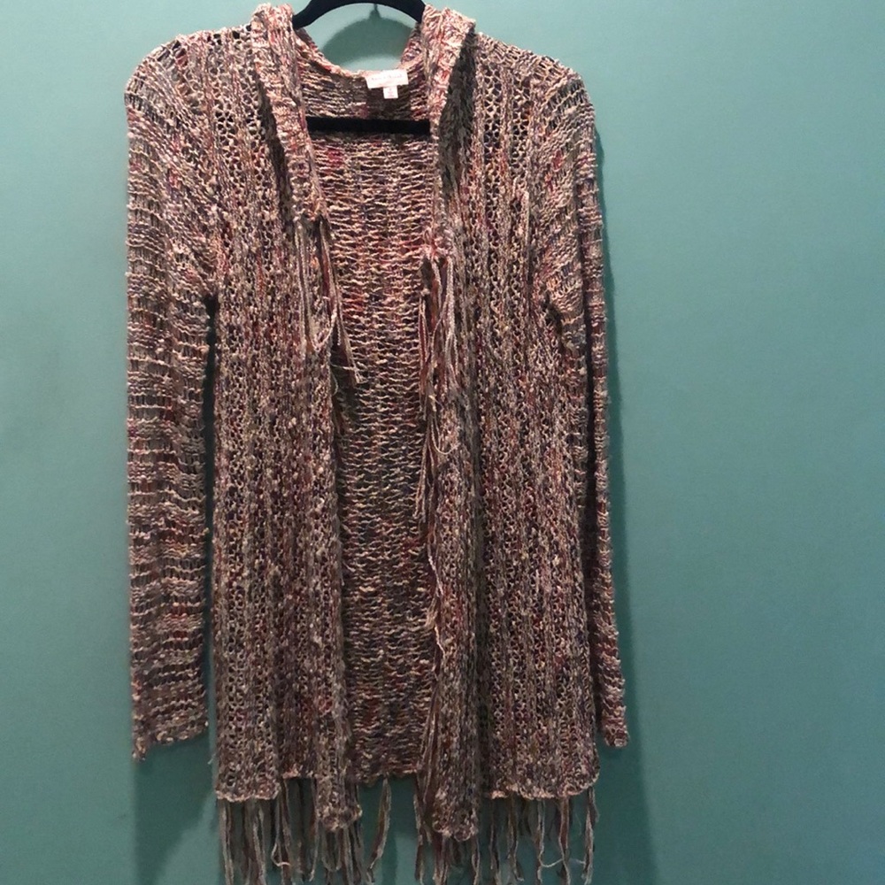 Hooded Fringed Sweater